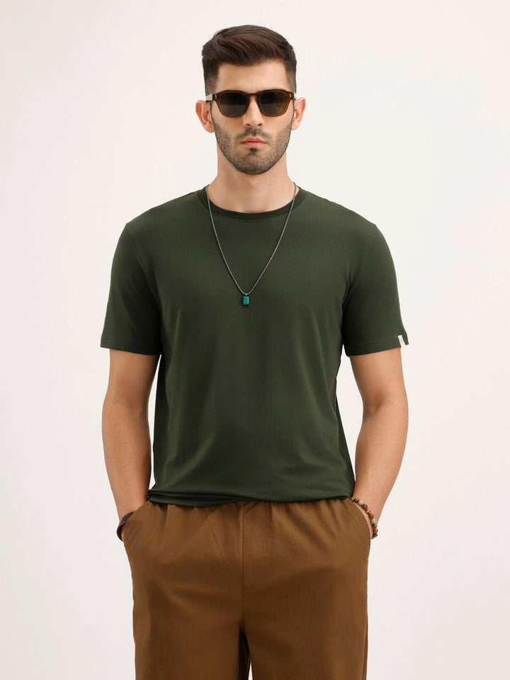 Solid Slim Fit T-Shirt | Olive