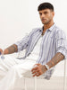 Slim Fit Striped Full Sleeve Shirt | Blue