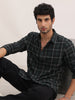 Slim Fit Checkered Full Sleeve Shirt | Dark Green