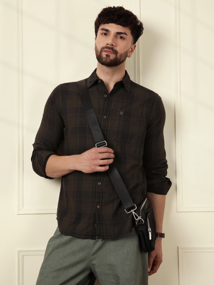 Dark Tonal Checked Shirt | Green