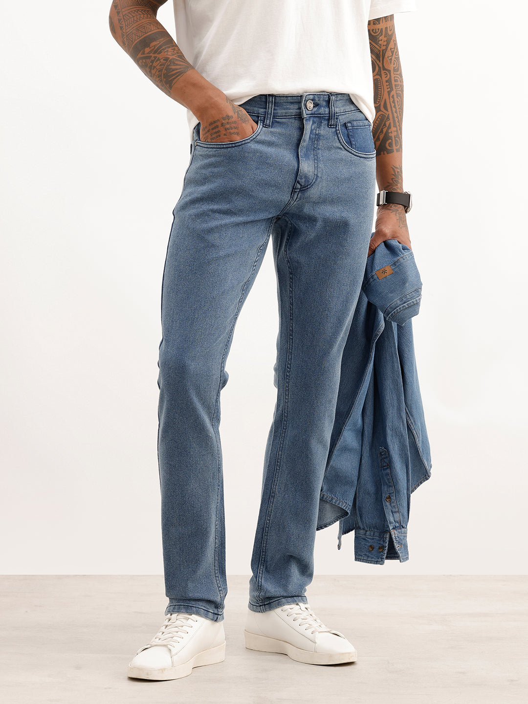 Faded Slim Fit Denim Jeans | Blue