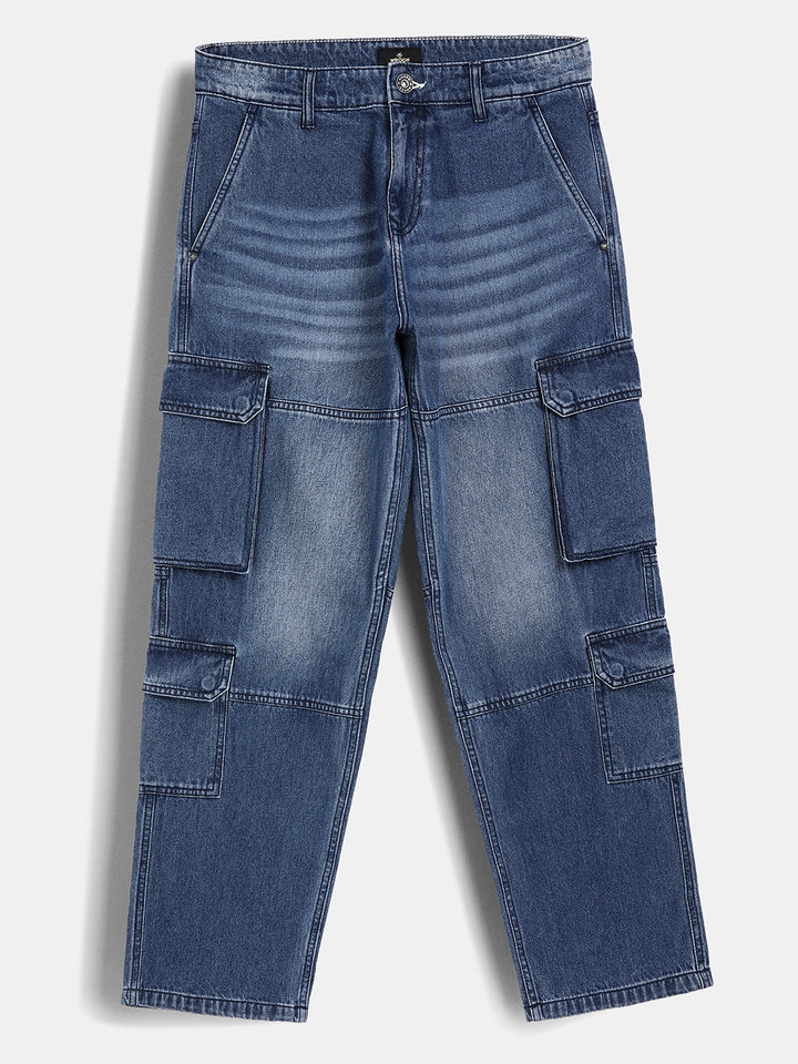 Faded Loose Fit Denim Cargo | Blue