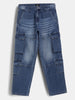 Faded Loose Fit Denim Cargo | Blue