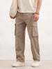 Loose Fit Cotton Blend Trouser  | Beige