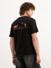Comfort Fit Placement Printed T-Shirt  | Black