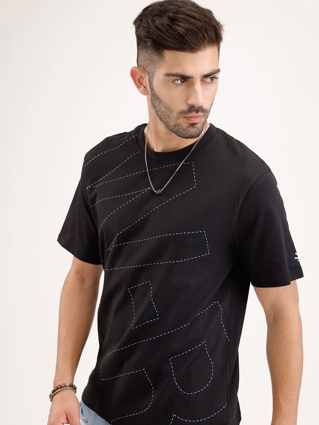 Placement Printed T-Shirt | Black
