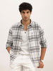 Slim Fit Checkered Full Sleeve Shirt | Grey