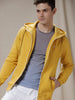 Front Zipper Solid Yellow Hoodie