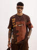 Oversized Placement Printed T-Shirt | Brown