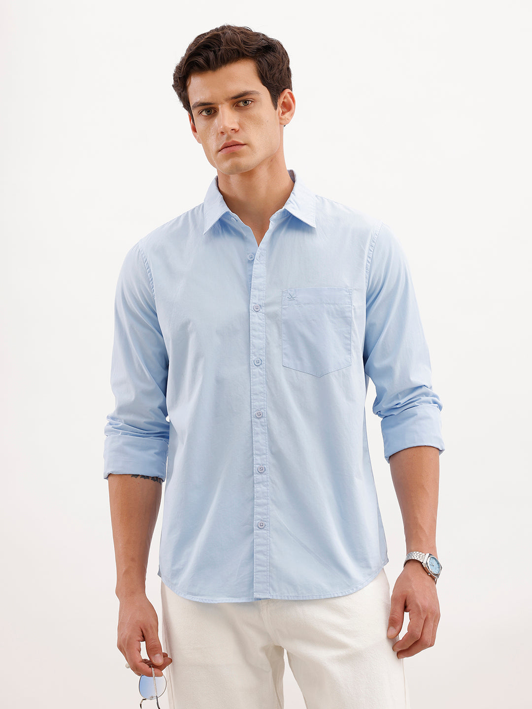 Solid Slim Fit Shirt | Light Blue