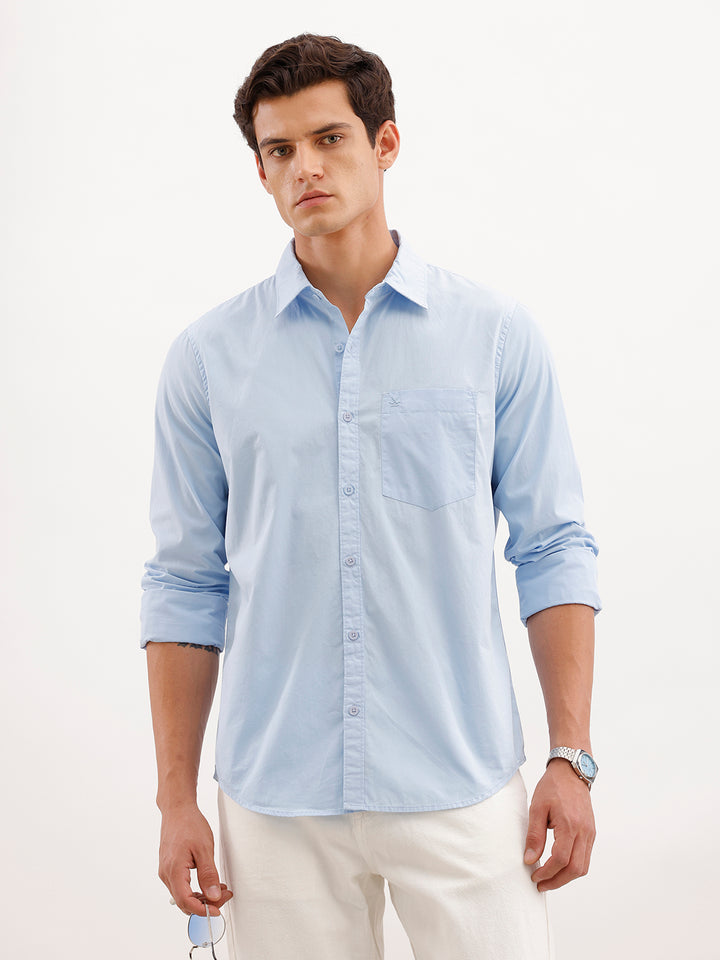 Solid Slim Fit Shirt  | Light Blue