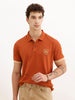 Solid Regular Fit Contrast Sleeve Polo T-Shirt | Rust