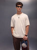 Raw Edge Printed T-Shirt | Beige