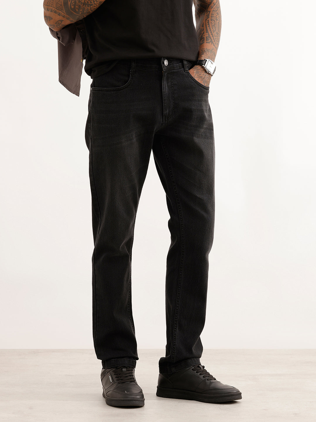 Faded Slim Fit Denim Jeans | Black