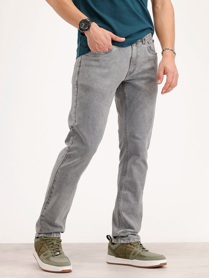 Solid Slim Fit Denim Jeans | Grey