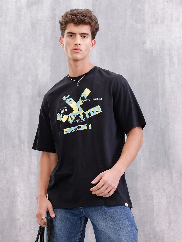 Brand Carrier Graphic Printed Oversized Fit T-shirt | Black