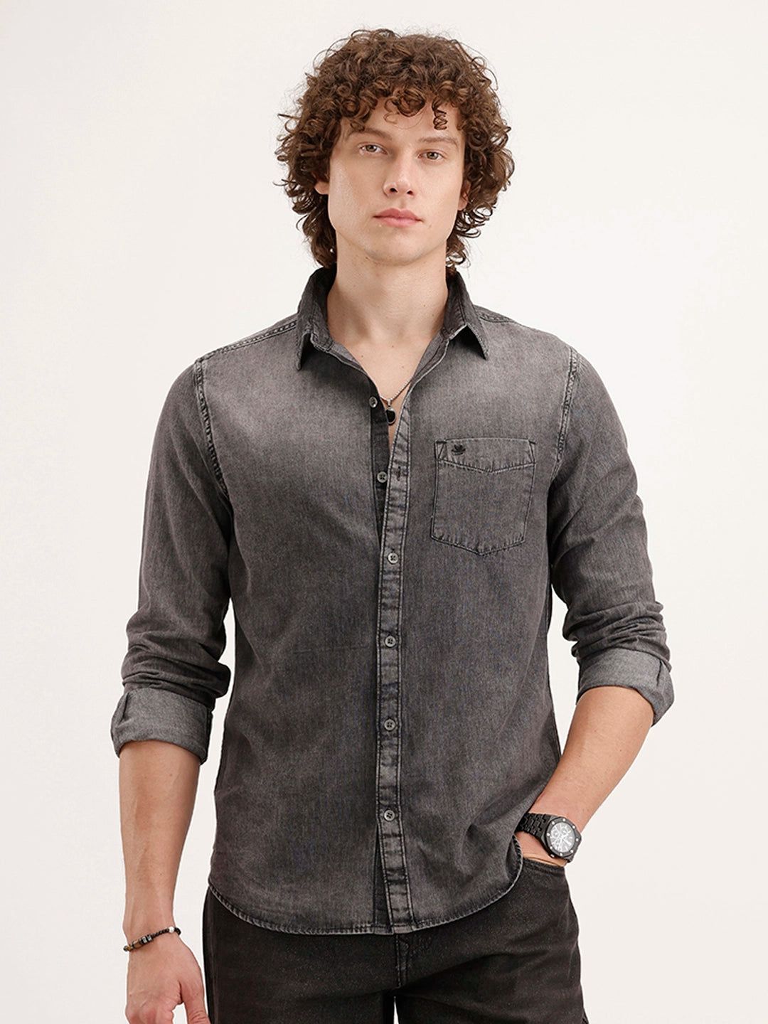Slim Fit Faded Shirt | Grey
