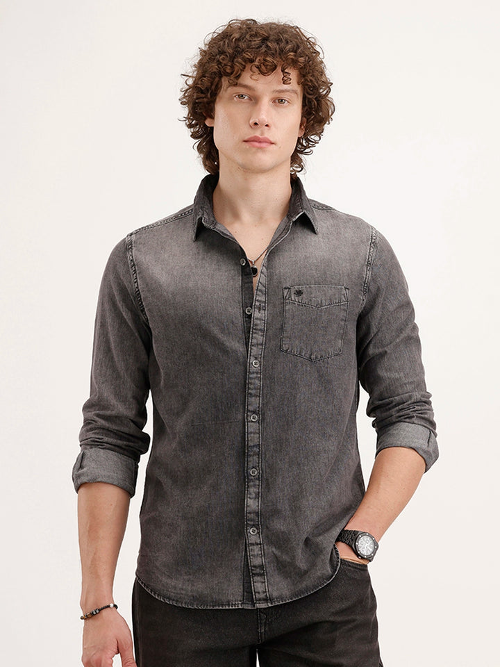 Slim Fit Faded Shirt | Grey