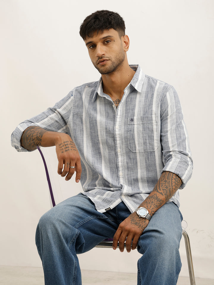 Classic Slim Fit Striped Shirt | White