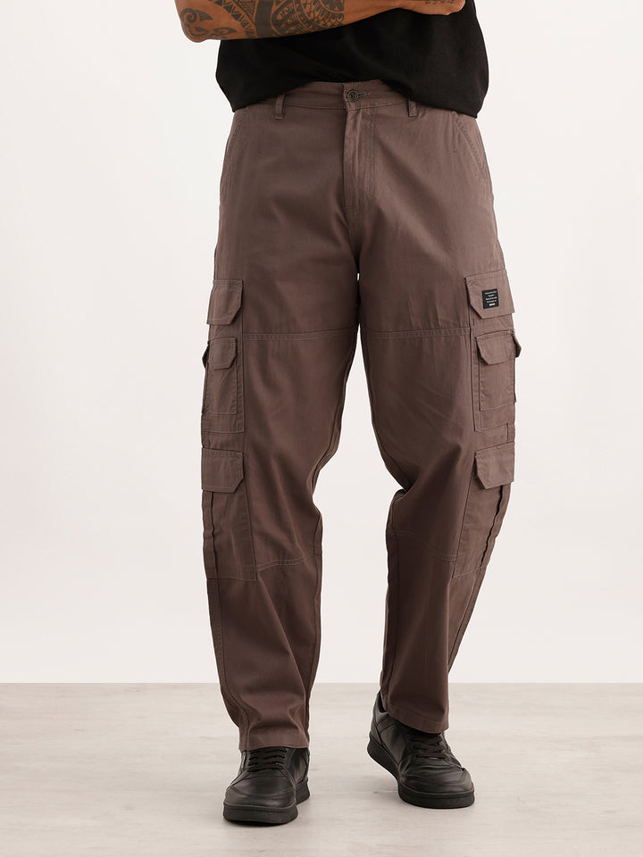Solid Loose Fit Cargo Trouser | Dark Grey
