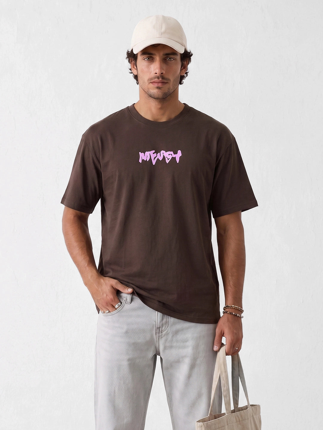 Classic Placement Printed T-Shirt | Brown
