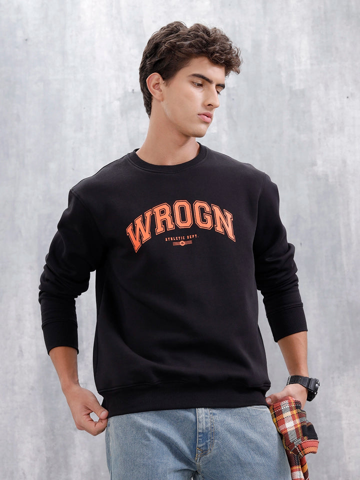 Wrogn Graphic Printed Comfort Fit Sweatshirt | Black