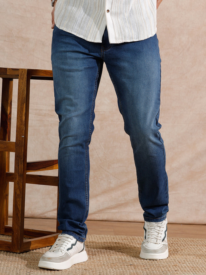 Casual Heavy Fade Slim Fit Jeans | Blue