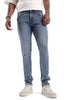 Mild Distressed Blue Tapered Jeans