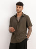 Solid Slim Fit Half Sleeve Shirt | Olive
