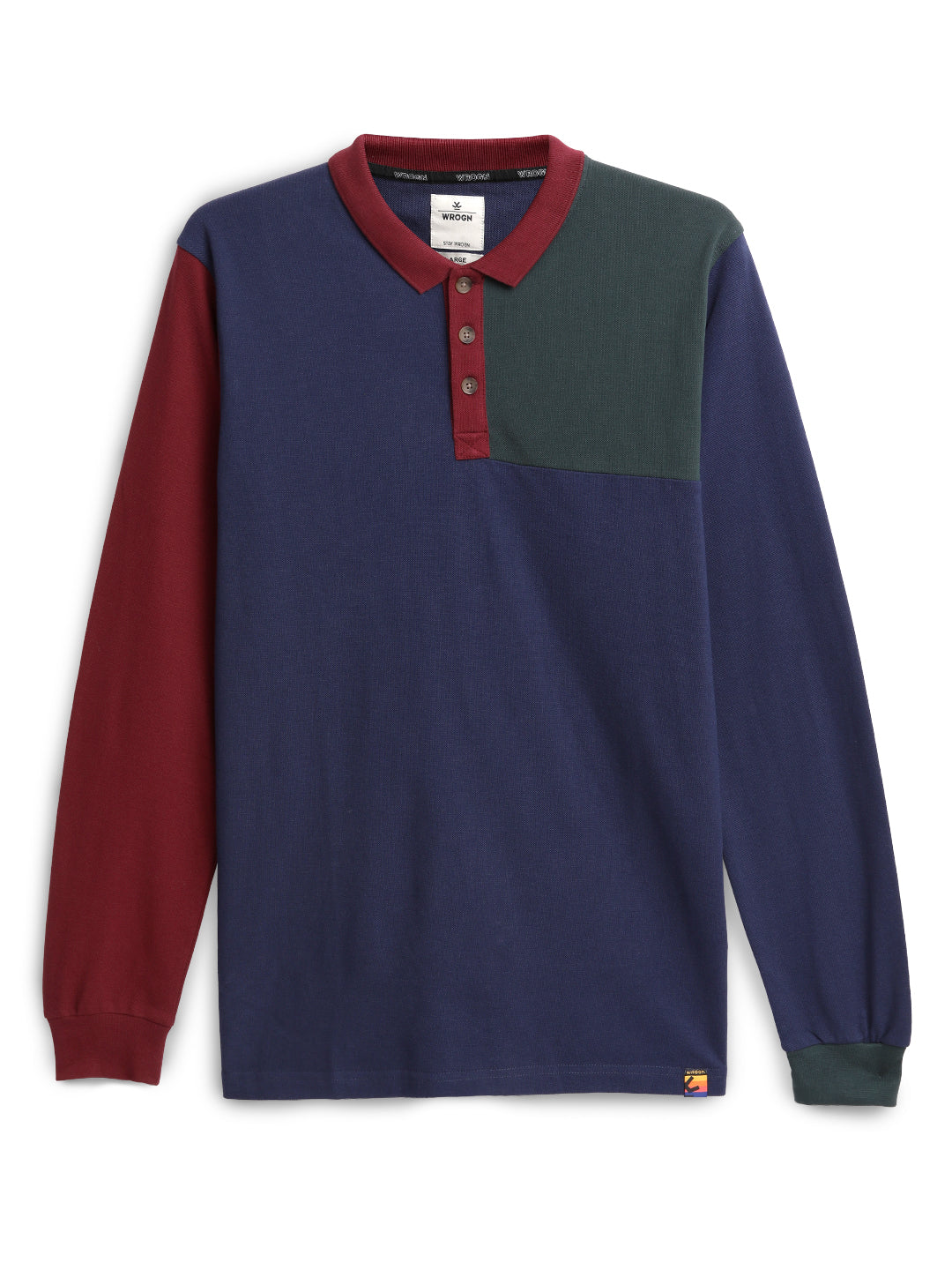 Colour blocked Navy Polo T-Shirt