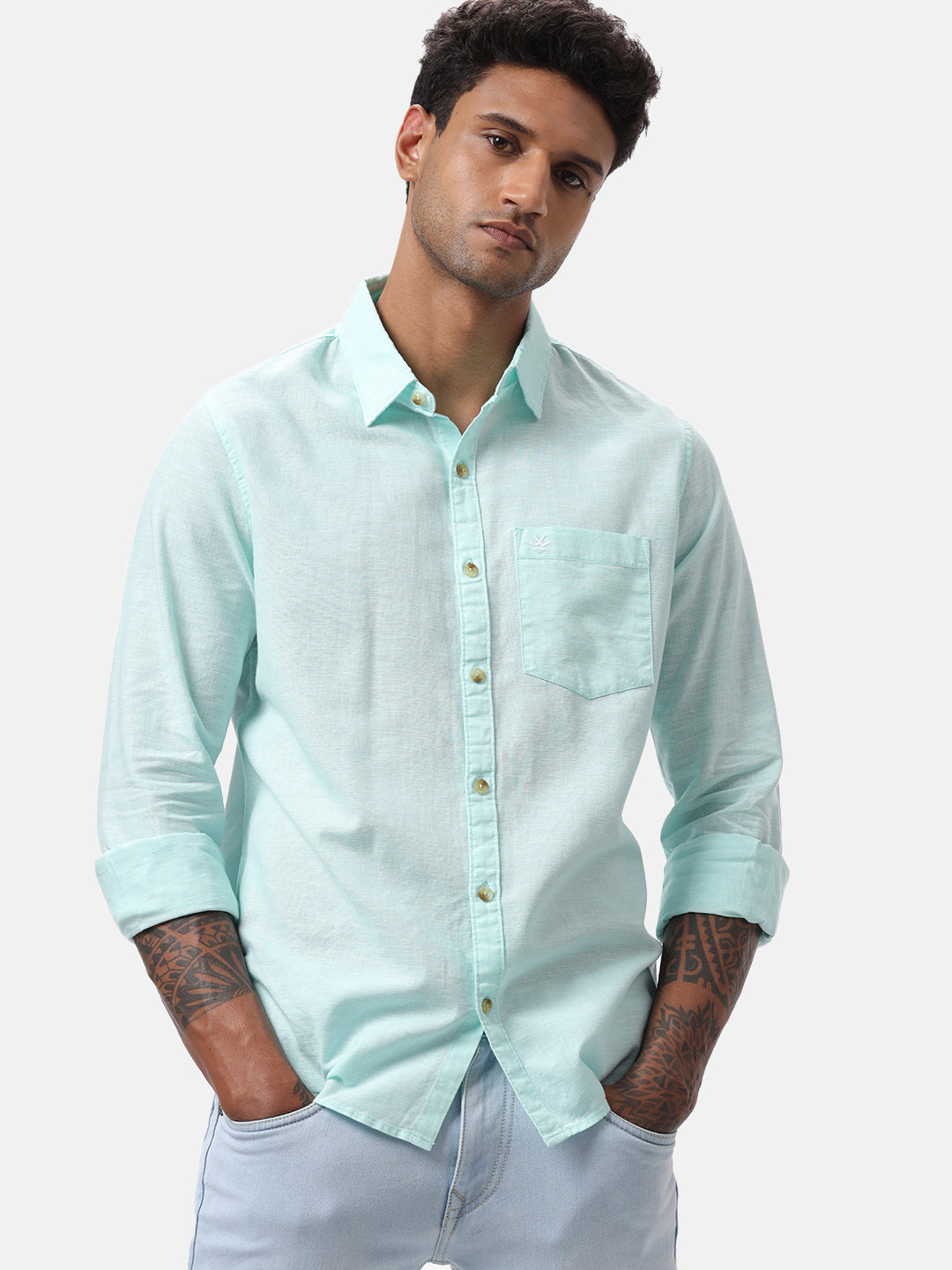 Mint Blue Solid Shirt