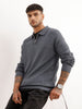 Regular Fit Textured Quater Zipper Sweater | Grey