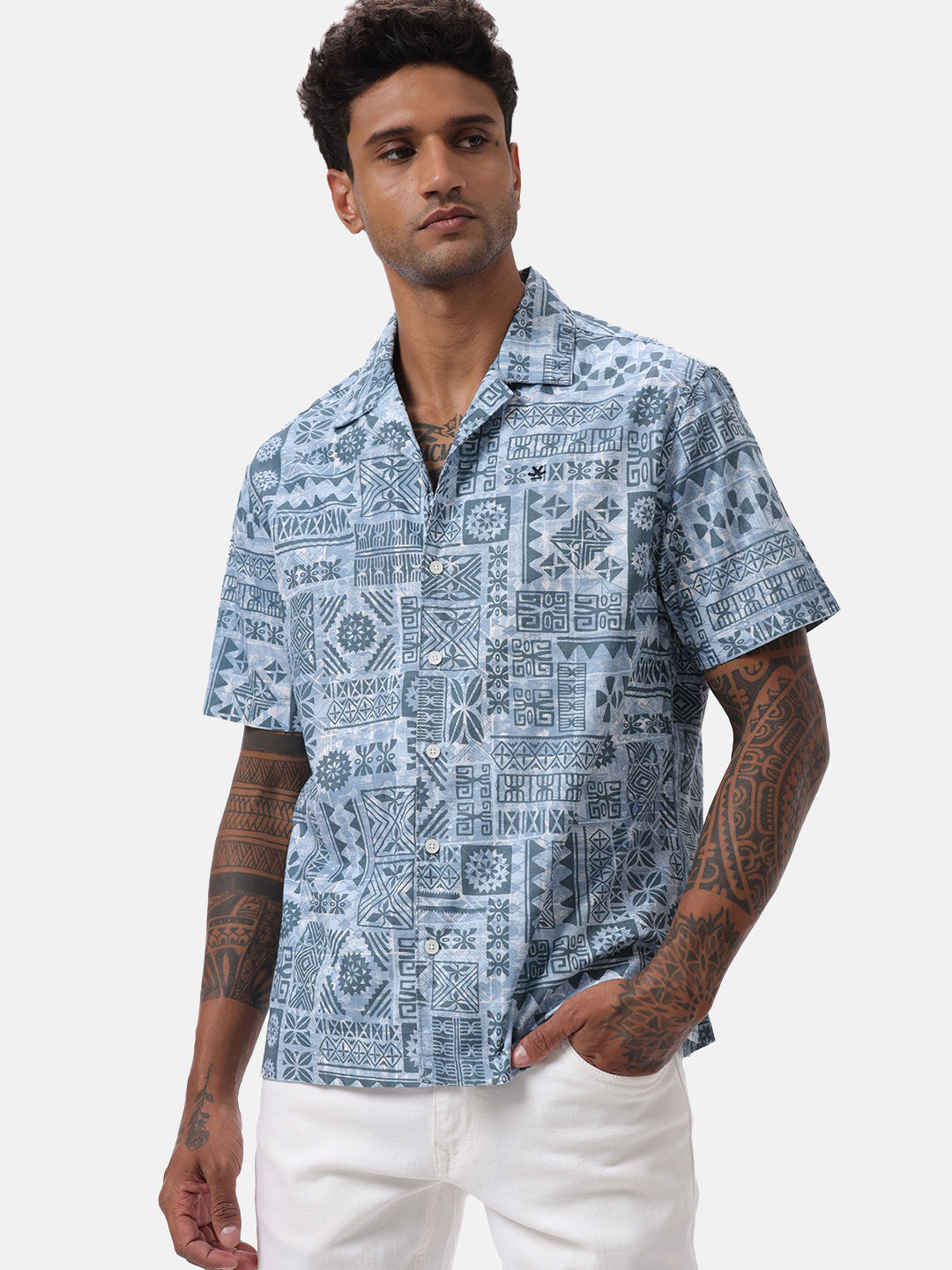 Abstract Blue AOP Spoyl Shirt