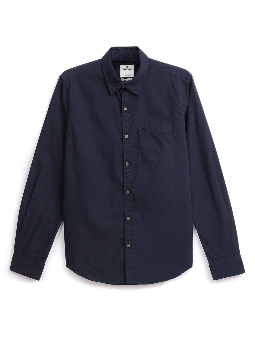 Navy Blue Solid Poplin Shirt