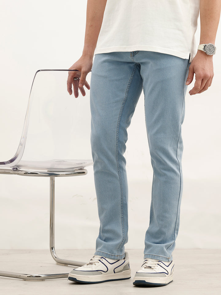 Solid Slim Fit Denim Jeans | Light Blue