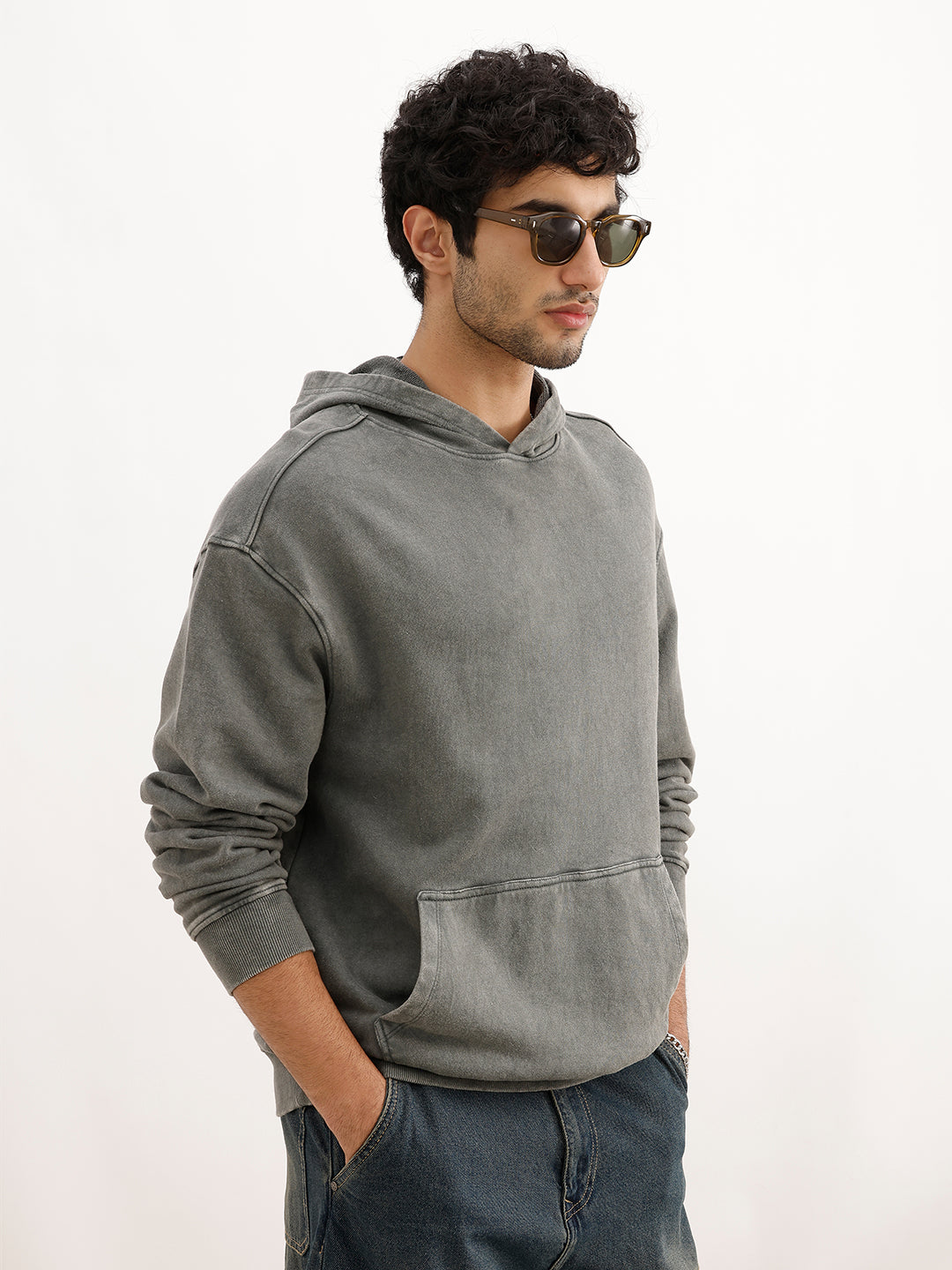 Washed Oversized Hooded Sweatshirt | Olive