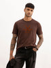Slim Fit Flock Printed T-Shirt | Brown