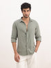 Slim Fit Textured Stripe Full Sleeve Shirt | Olive