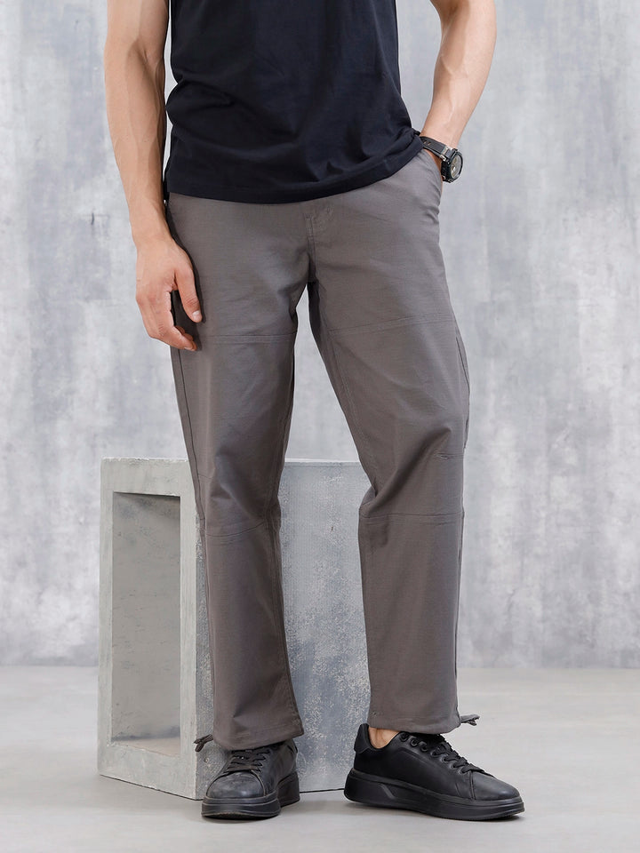Men's Casual Loose Fit Cut&Sew Trousers  | Dark Grey