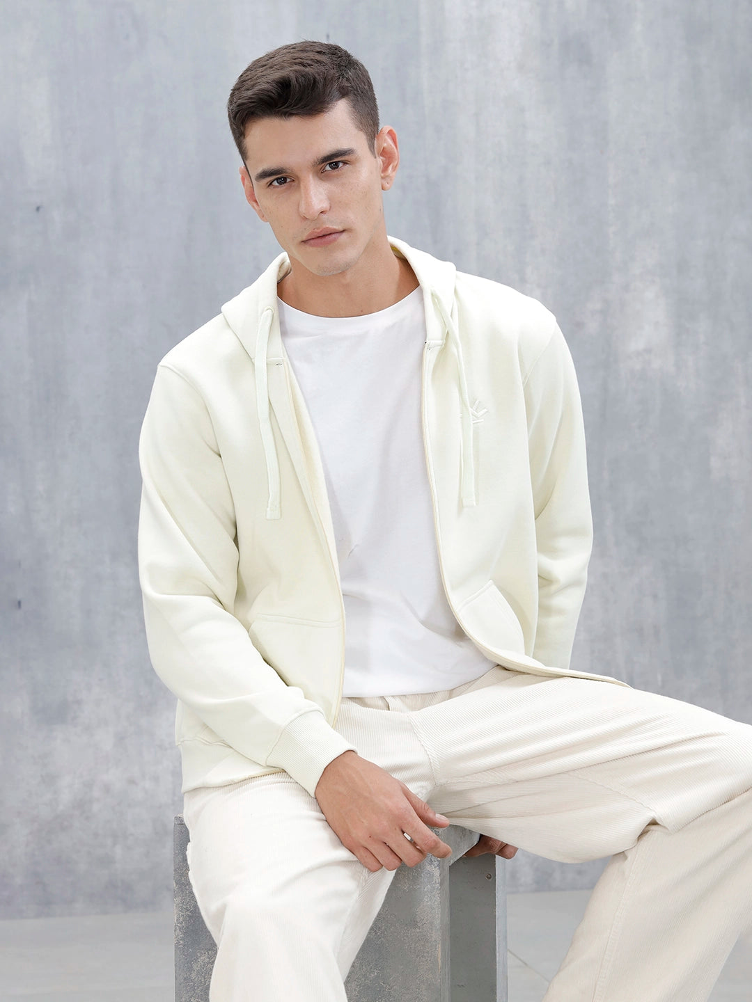 Men’s Solid Zip-Up Hoodie Sweatshirt | Aloe Wash