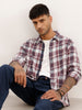 Slim Fit Checkered Full Sleeve Shirt | Maroon