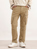 Solid Straight Fit Cargo Trouser | Beige