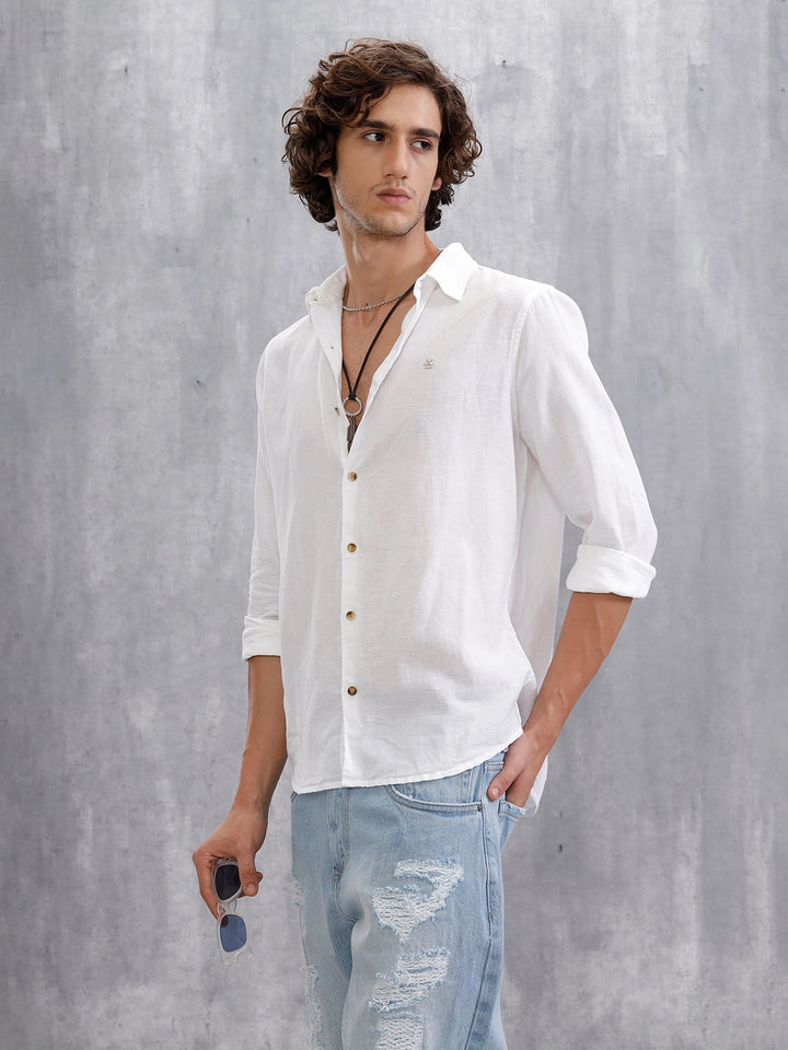 Classic Comfort Linen Shirt | White