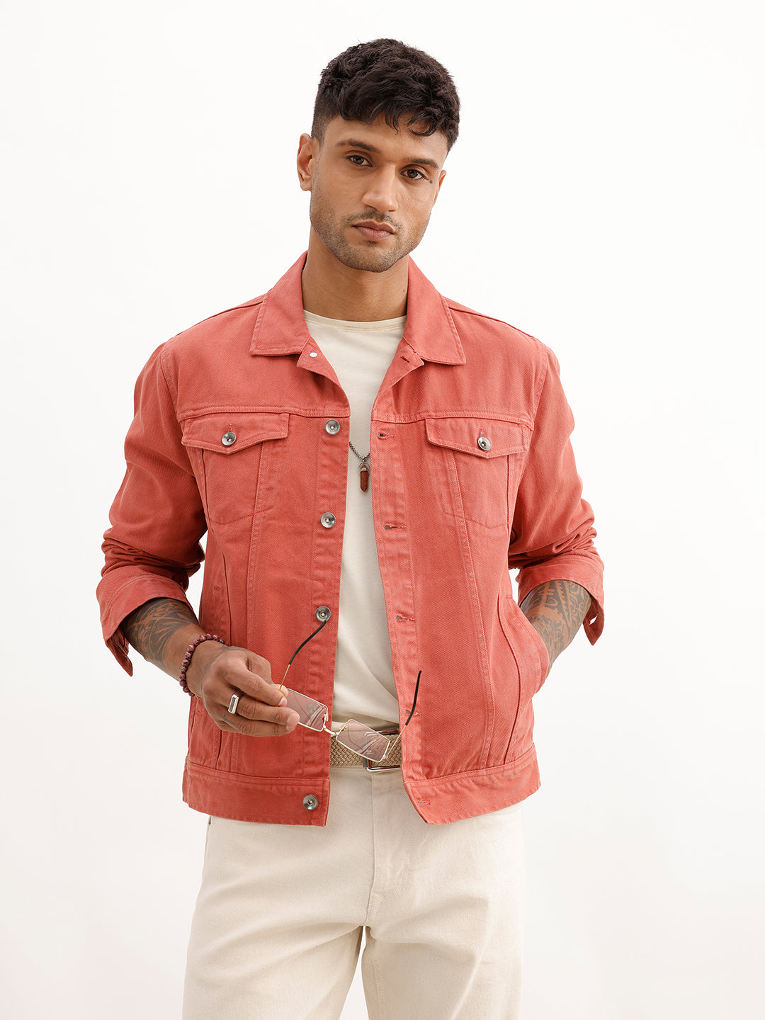 Classic Regular Fit Denim Jacket | Rust