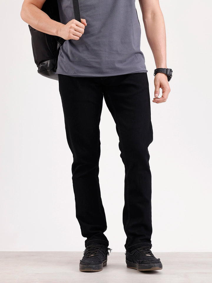 Solid Slim Fit Denim Jeans  | Black