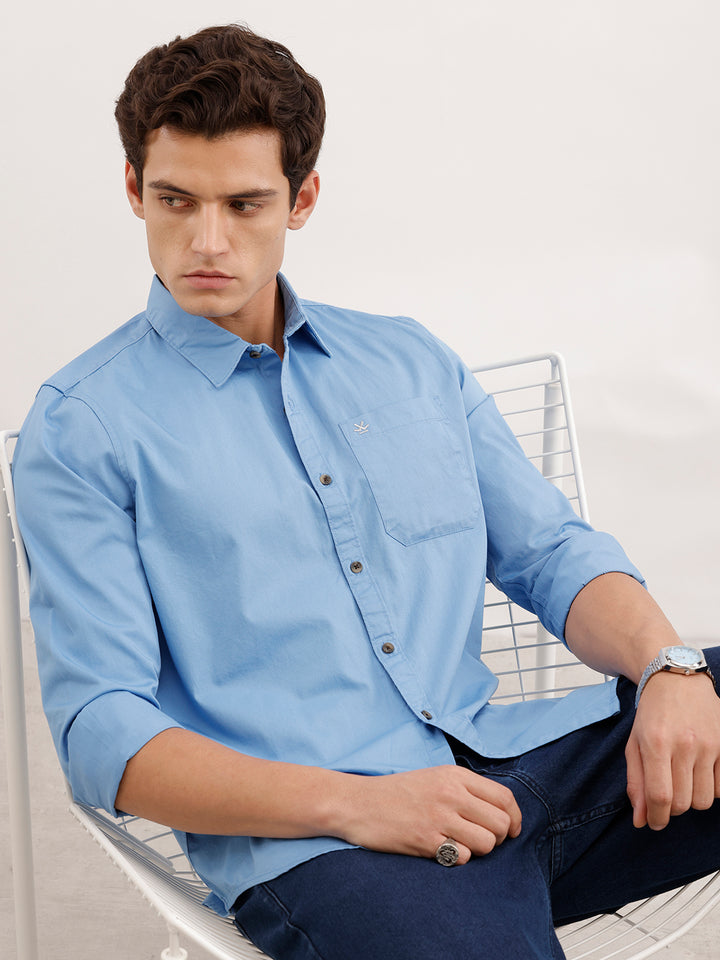 Solid Teal Casual Shirt