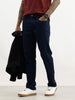Solid Straight Fit Denim Jeans | Dark Blue