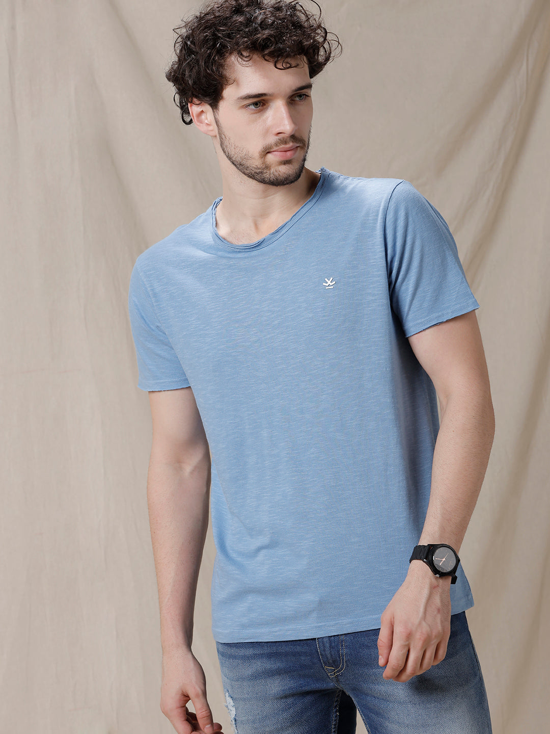 Blue Round Neck Bold T-Shirt