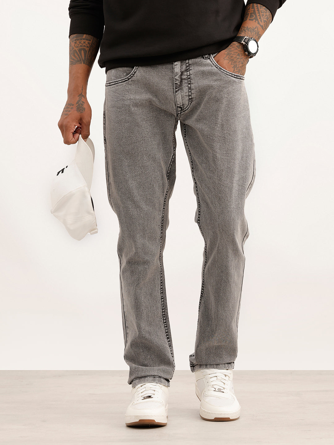 Washed Slim Fit Denim Jeans | Grey