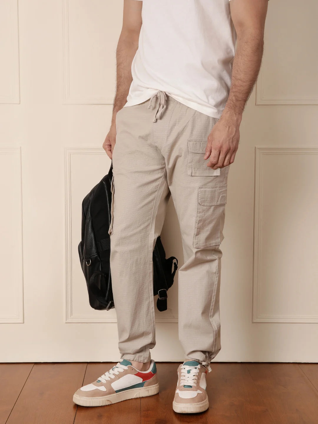 Solid Beige Parachute Pant